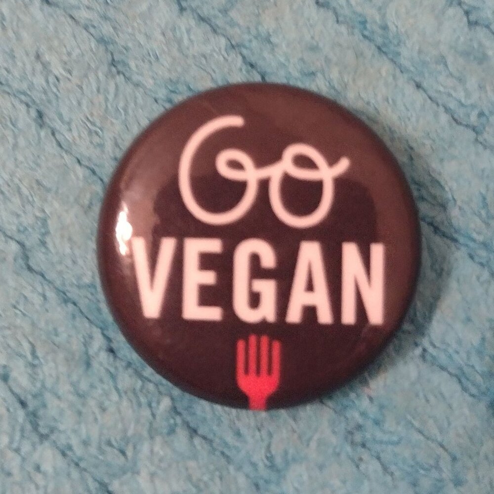 Go Vegan metal button pin